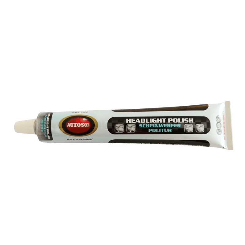 AUTOSOL® Headlight Polish tube for vehicle headlight restoration.